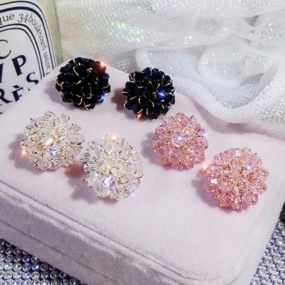 Clip On Sparkly Beaded Earrings - Picture 2 of 5